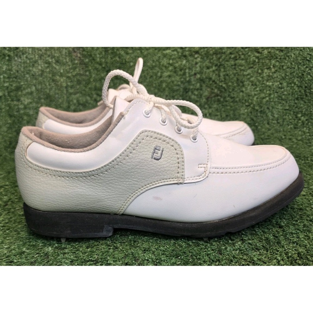Womens Size 7.5 FootJoy GreenJoy White Gray Soft Spike Golf Shoes 48704